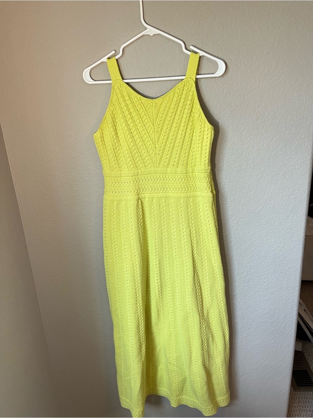 Haute Hippie Neon Lime Green Pointelle Knit Maxi Dress L Resort wear Vacation